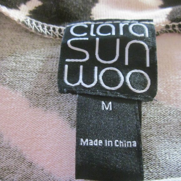 Clara Sunwoo Top M Zebra Print Draped Boatneck Side Ruching  Brown - Picture 3 of 8